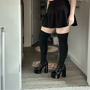 Black Thigh-High Boots